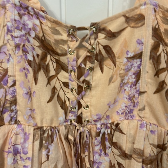 House of Harlow 1960 Linen Floral Tiered Corset Maxi Dress Large - Picture 9 of 13